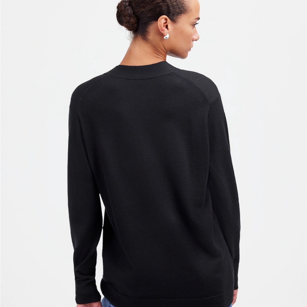 Merino Wool Boyfriend Cardigan XS Black - Picture 4 of 9